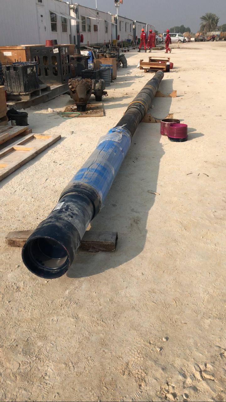 Wrapped industrial pipe section.